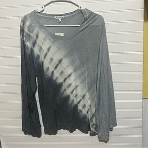 NWT Dreamsicles Gray/Navy Tie Dyed Bell Sleeve Crew Neck Long Sleeve Tee Size M